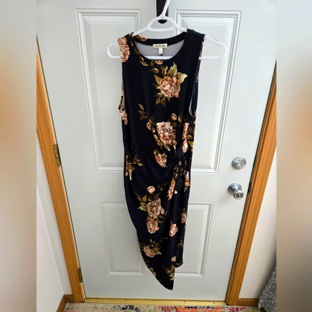 Nine Britton Navy Asymmetrical Sundress Sleeveless Crew Neck